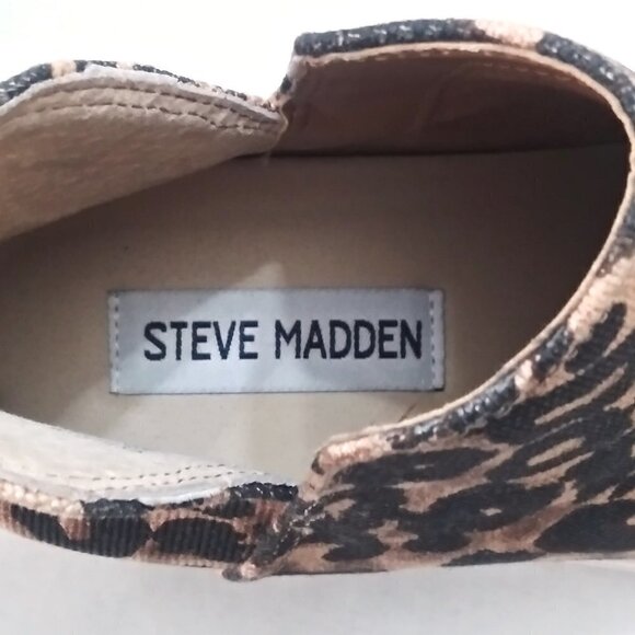 STEVE MADDEN Claud Leopard Print Back Zip Bootie High Top Wedge Sneaker Sz 5 NEW - Picture 9 of 12